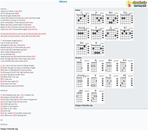 Chord: Sakura - tab, song lyric, sheet, guitar, ukulele | chords.vip