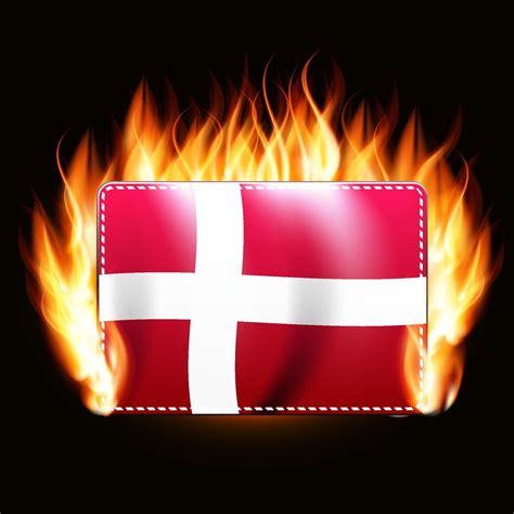 Denmark flag on fire background. Country emblem. Vector Illustration ...