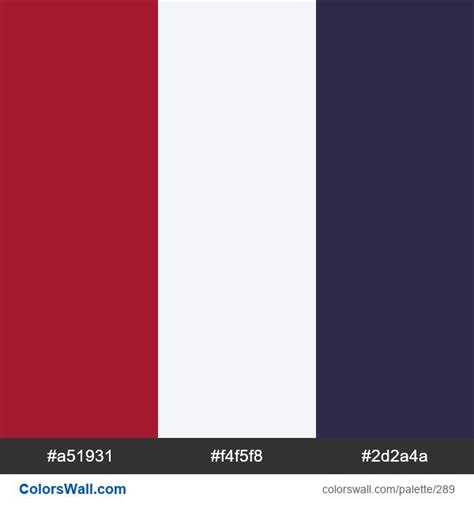 Thailand flag colors. HEX colors #a51931, #f4f5f8, #2d2a4a. Brand ...