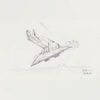 Lot # 15: Boba Fett's Slave I Sketch - Take-off