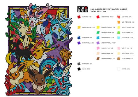 Eevee Evolution Pixel Art Template High Resolution | Pokemon cross ...