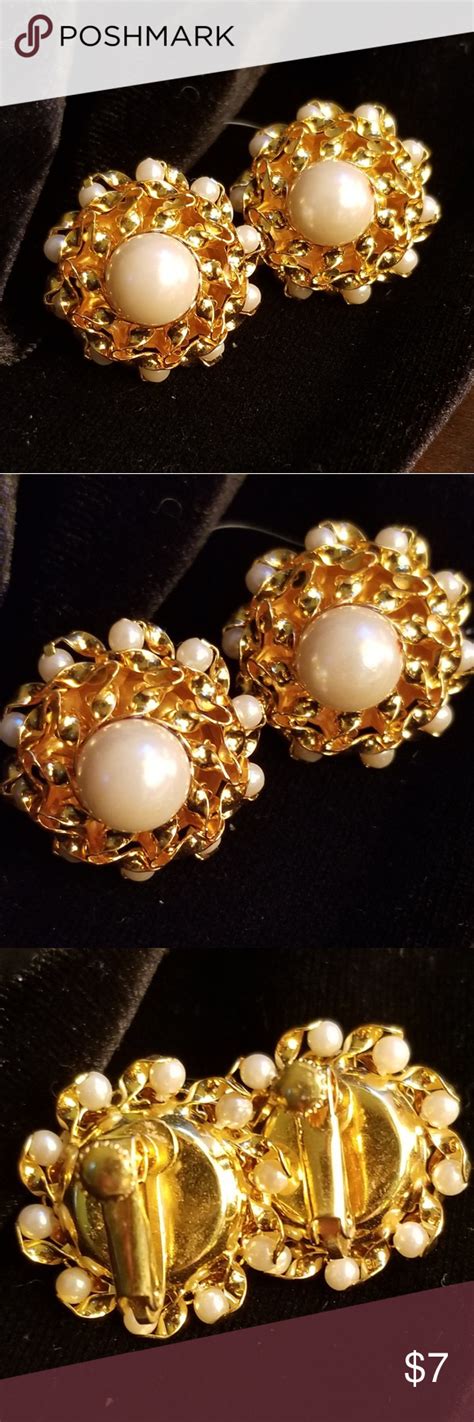 3/$10 Gold & Pearl Fashion Clip-on Earrings ☆EUC☆ | Clip on earrings, Pearls, Earrings