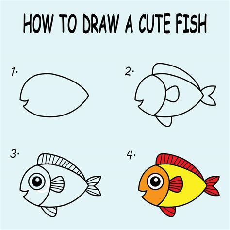 Step by step to draw a Cute Fish. Drawing tutorial a Cute Fish. Drawing ...