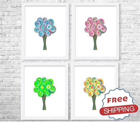 Four Seasons Tree Painting Set of 4 Prints, Four Seasons of Trees ...