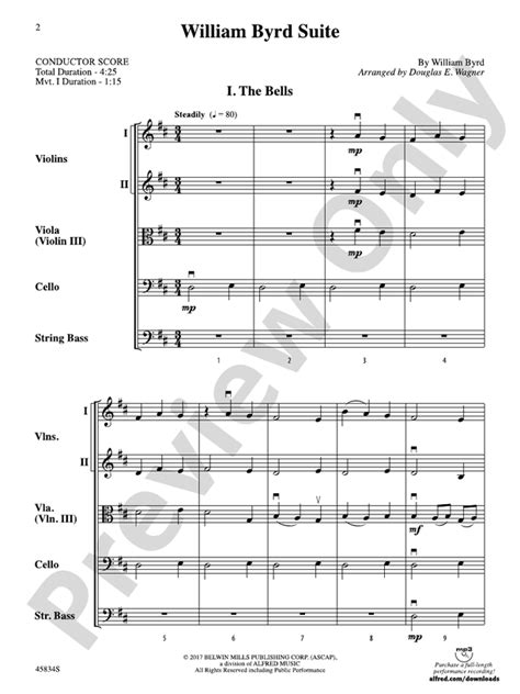 William Byrd Suite: String Orchestra Conductor Score & Parts: William Byrd - Digital Sheet Music ...