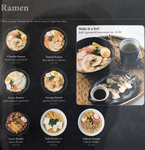 Menu at Ramen Ya restaurant, Melbourne, Lower Ground Shop 10 Emporium Melbourne 287 Lonsdale Street