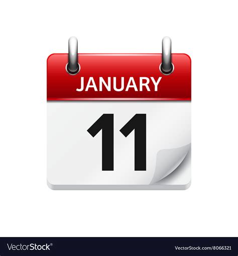 January 11 flat daily calendar icon date Vector Image