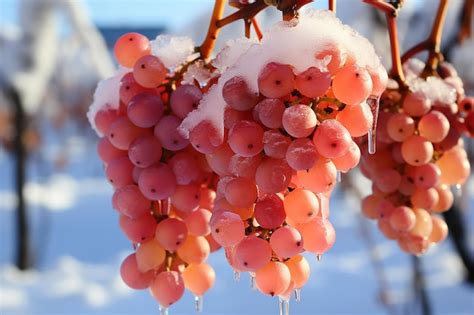 Premium AI Image | Red Grapes Harvest for Ice Wine Production