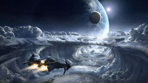 HD wallpaper: space, earth, fantasy, spaceship, spacecraft, space shuttle