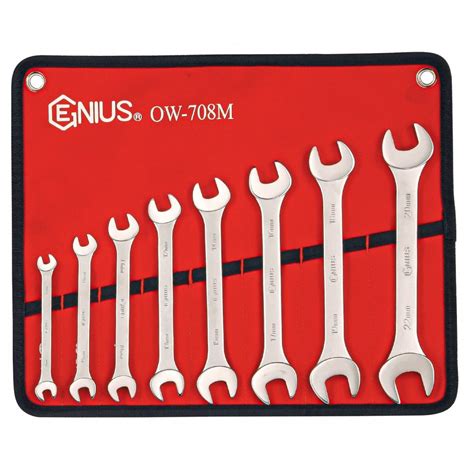 Genius Tools OW-708M Double Open End Wrench Set 6-22mm 8 Pieces Metric - Harbour Supply