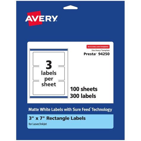 Avery Matte White Rectangle Labels, 3" x 7", 300 Labels - Walmart.com - Walmart.com