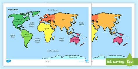 Continents and Oceans Team Memory Game (Teacher-Made)