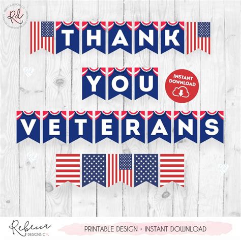 Thank You Veterans Banner Printable Happy Veterans Day Banner Veterans Day Decor Veterans Day ...