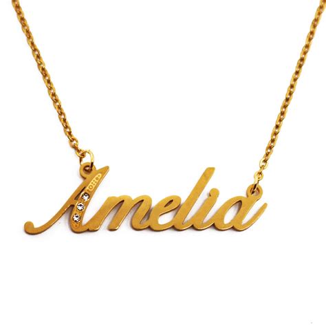 Amelia Name Necklace Personalized Name Jewellery Silver Tone and Gold ...