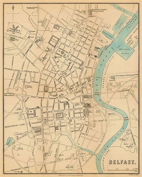 Belfast map Fine giclee print Old map of Belfast Northern | Etsy in 2021 | Belfast map, Old map ...