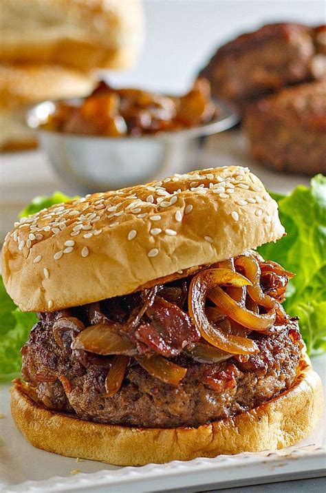 Bacon Burgers with Balsamic Caramelized Onions - Recipe Girl