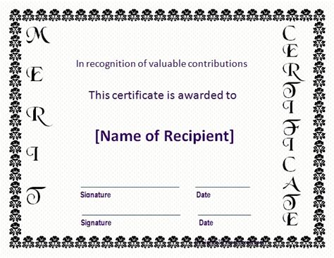 Certificate of Merit Template | Free Word Templates Online