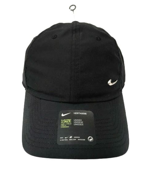 Nike Metal Swoosh H86 Black Unisex Adjustable Baseball Cap One Size Hat ...