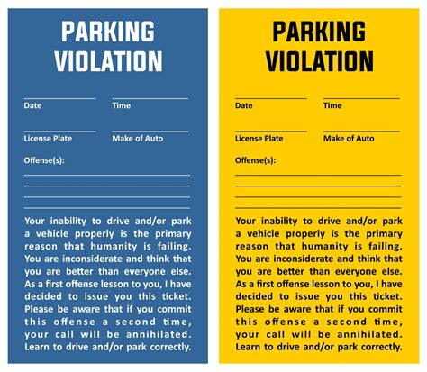 Fake Handicap Parking Ticket Printable