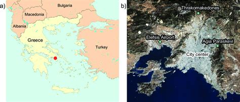 (a) Map of Greece. The red dot marks the location of the city of ...