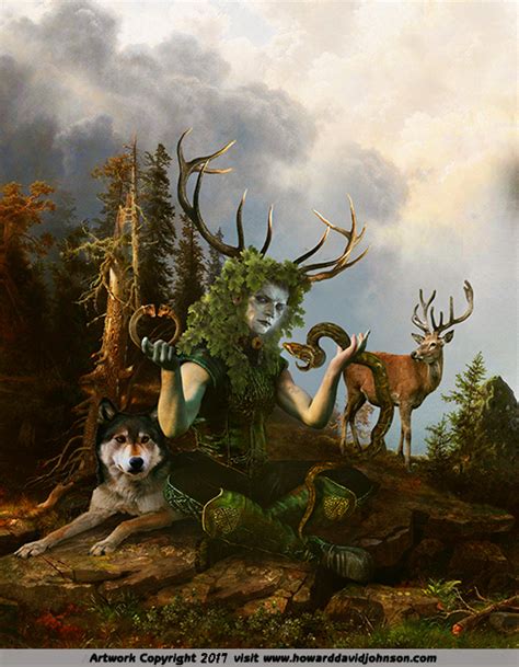 Cernunnos- the horned god of the Celts-Mythic Art by Howard David Johnson