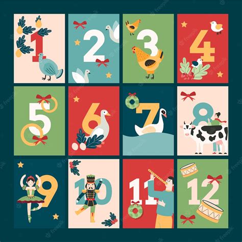 Free Vector | Hand drawn flat 12 days of christmas illustration