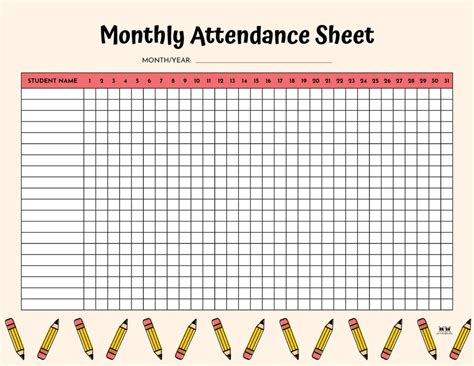 Attendance Sheets 50 FREE Printables Printabulls, 52% OFF