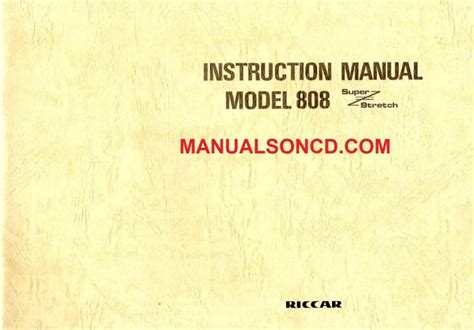 Riccar 808 Sewing Machine Instruction Manual