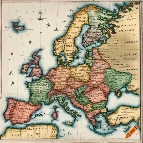 Map of europe from the early 19th century on Craiyon