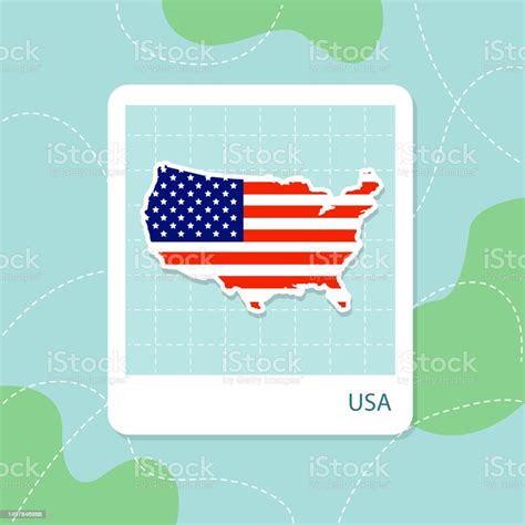 Stickers Of Usa Map With Flag Pattern In Frame Stock Illustration - Download Image Now ...