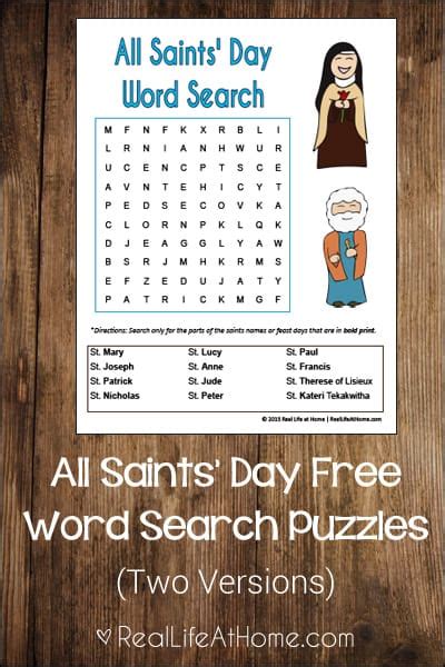 All Saints' Day Word Search for Kids {Free Printable}