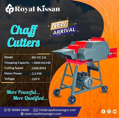 Dry Grass ROYAL KISSAN AGROP CHAFF CUTTER 2.8 WITH ELECTRIC MOTOR at Rs 38000 in Thane