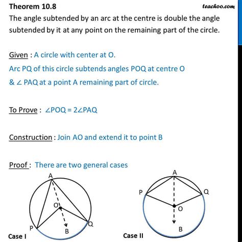 Theorem 9.7 Class 9 - Angle subtended by arc at centre is double the