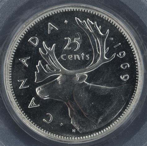 RARE ERROR COIN - 1969 Canadian Twenty Five Cents Off-Metal Strike Error