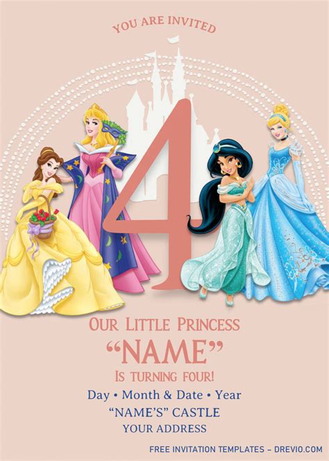 Disney Princess Birthday Invitation Templates – Editable With MS Word | Download Hundreds FREE ...