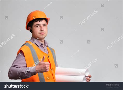 Young Construction Worker Hard Hat Showing Stock Photo 1960787962 ...