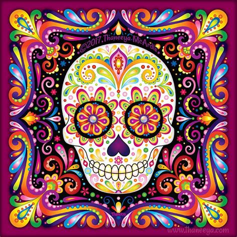 Sugar Skull Art by Thaneeya McArdle - "Lumia" | Colorful skull art, Skull art, Sugar skull artwork