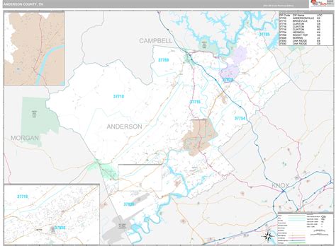 Anderson County, TN Wall Map Premium Style by MarketMAPS - MapSales.com