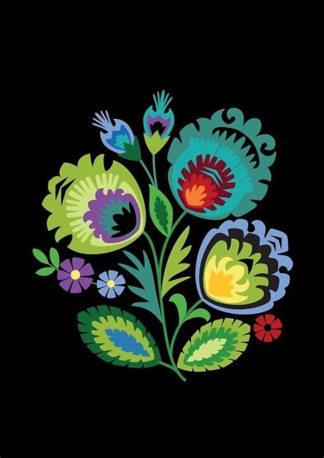 Polish Folk Flowers Folk Art Flowers, Flower Art, Polish Embroidery, Zentangle, Paper Cut Art ...