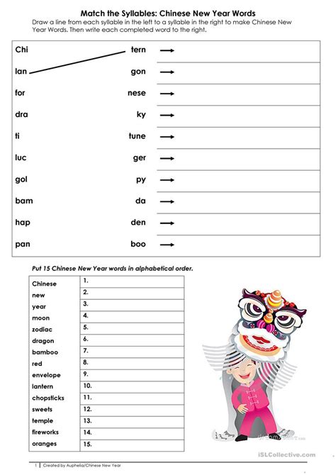 7 Free Esl Chinese New Year Worksheets – Worksheets Samples