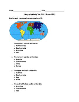 Geography Quiz Oceans and Continents by BeachTeach757 | TPT