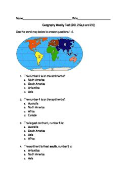 38 continents and oceans quiz worksheet