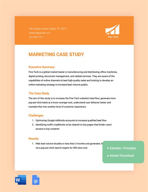 Marketing Case Study Template