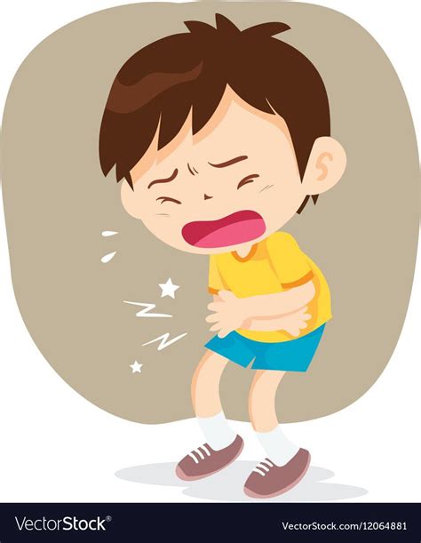 Boy have stomach ache vector image on VectorStock | Cartoon styles ...