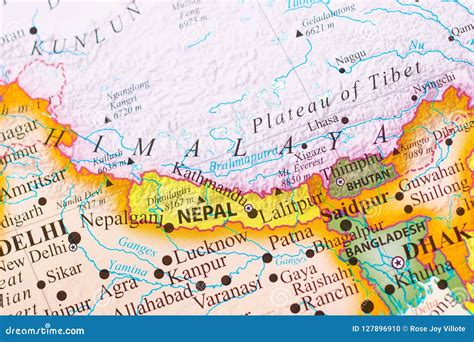 Map of Himalayas stock photo. Image of range, highest - 127896910