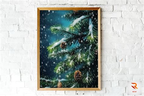 Beautiful Christmas Tree Branch Wall Art Graphic by Ricco Art · Creative Fabrica