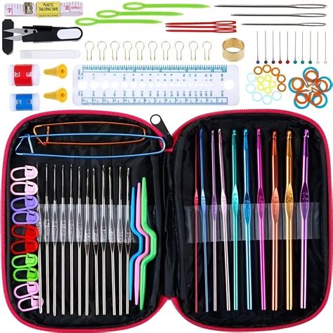 100pcs Crochet Hooks Set Full Set Knitting Needles Hook Knit Gauge Scissors Stitch Holders Diy ...