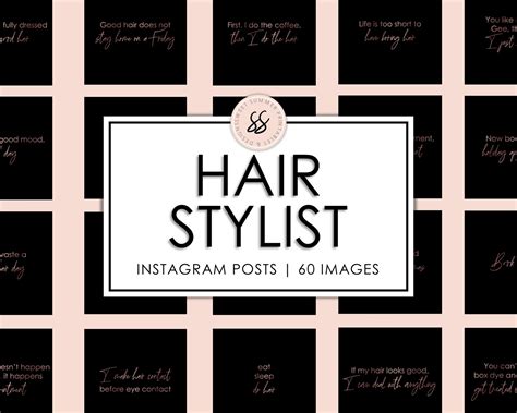 60 Hair Stylist Black and Rose Gold Instagram Posts Hair | Etsy