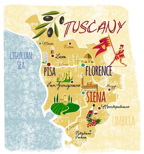 Florence map | Tuscany map, Tuscany travel, Illustrated map