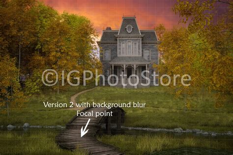 Halloween Haunted House Digital Backdrop Halloween Digital - Etsy